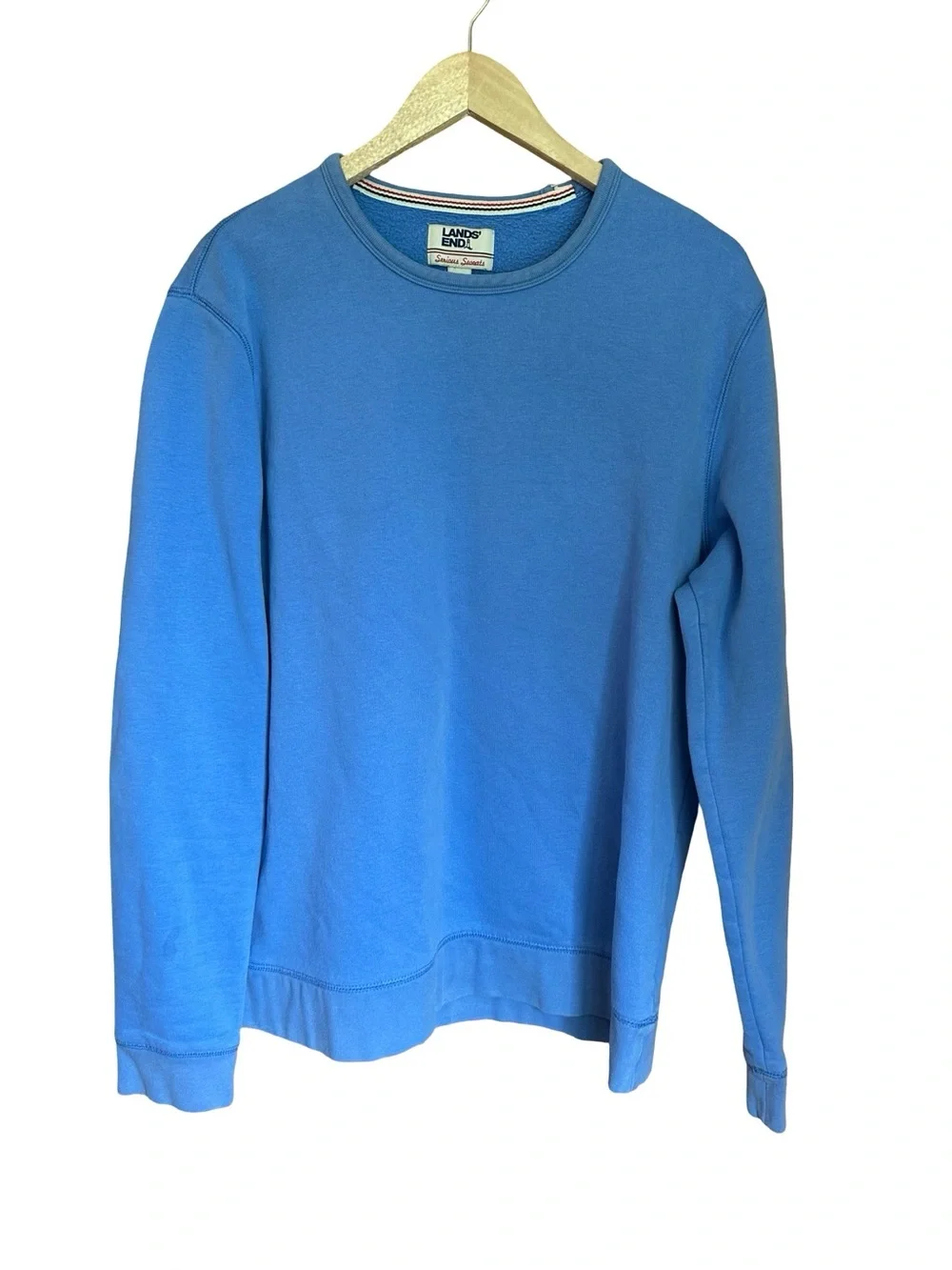 Lands' End 100% Cotton Men's Periwinkle Crewneck Sweatshirt Sz L